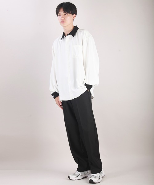 WESTSEA(ウエストシー)の「とろみシャツ ビッグシルエット クレリックシャツ(シャツ/ブラウス・メンズ・ホワイト/ライトブルー/グレイッシュベージュ/チャコール・M/L/XL)」の15枚目の写真