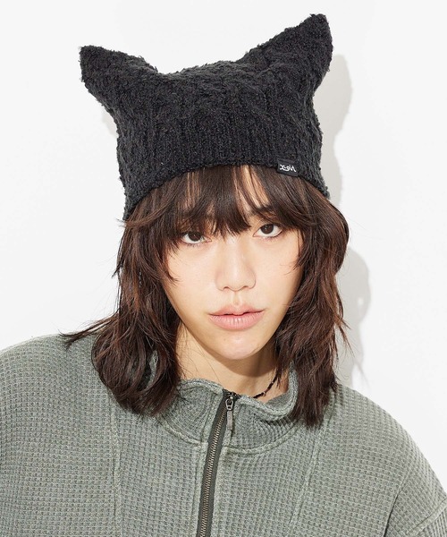 X-girl（エックスガール）の「CAT EAR KNIT CAP（ニットキャップ