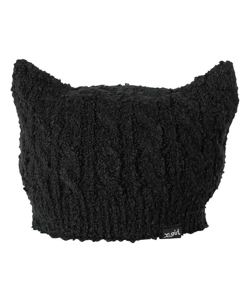 X-girl(エックスガール)の「CAT EAR KNIT CAP(ニットキャップ/ビーニー・レディース・ホワイト/ブラック/イエロー・ONE SIZE)」の6枚目の写真