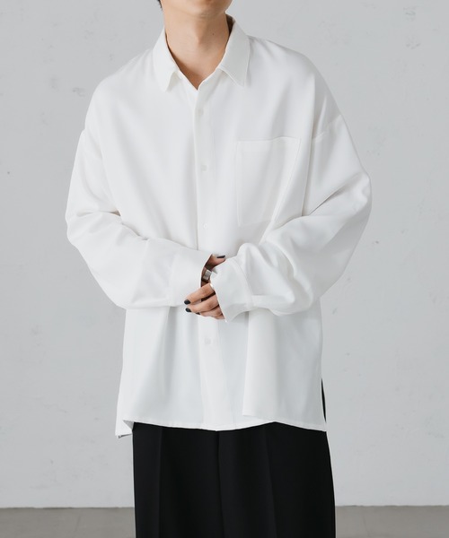 epnok（エプノック）の「サイドスリットベーシックルーズシャツ（シャツ/ブラウス・メンズ・チャコールグレー/オフホワイト/グレイッシュブルー/ブラック/モカ/グレイッシュベージュ・SMALL/LARGE/MEDIUM）」の20枚目の写真