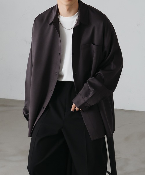 epnok（エプノック）の「サイドスリットベーシックルーズシャツ（シャツ/ブラウス・メンズ・チャコールグレー/オフホワイト/グレイッシュブルー/ブラック/モカ/グレイッシュベージュ・SMALL/LARGE/MEDIUM）」の18枚目の写真