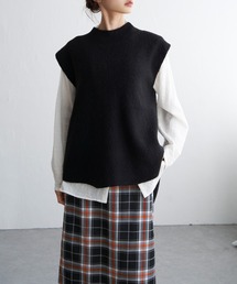 cafeウールバックスリットベスト