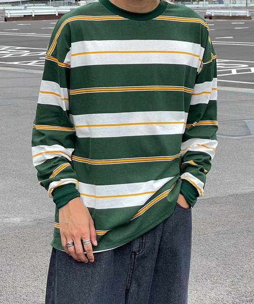 kutir(クティール)の「マルチボーダーロンT(Tシャツ/カットソー・メンズ・ブラック/ネイビー/グリーン・MEDIUM/LARGE)」の16枚目の写真