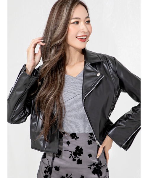 DURAS（デュラス）の「ライダースジャケット（ライダースジャケット・レディース・ブラック/アイボリー/モカ・FREE）」の4枚目の写真