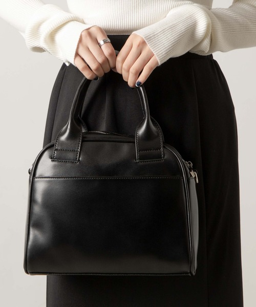 WEGO（ウィゴー）の「WEGO/PUボストンバッグ（ボストンバッグ・レディース・ブルー/ブラック/オフホワイト・FREE）」の3枚目の写真