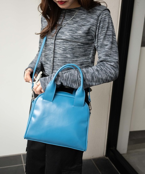 WEGO（ウィゴー）の「WEGO/PUボストンバッグ（ボストンバッグ・レディース・ブルー/ブラック/オフホワイト・FREE）」の12枚目の写真