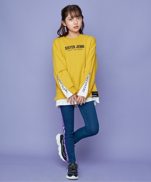 SISTAR Jenni【シスター ジェニィ】ロング丈　トレーナー　ロゴ　キッズ SISTER JENNI（SISTER JENNI）の「ハーフZIPロゴロング丈トレーナー