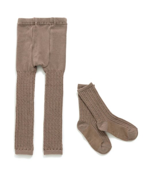 Ampersand（アンパサンド）の「ソックス＆ケーブル編みレギンスセット（レギンス/スパッツ・キッズ・アイボリー/ピンク/ブラウン/チャコール・80/90/100/110/120/140）」の5枚目の写真