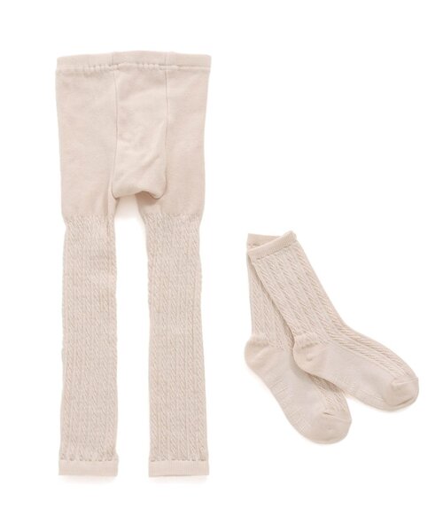 Ampersand（アンパサンド）の「ソックス＆ケーブル編みレギンスセット（レギンス/スパッツ・キッズ・アイボリー/ピンク/ブラウン/チャコール・80/90/100/110/120/140）」の11枚目の写真