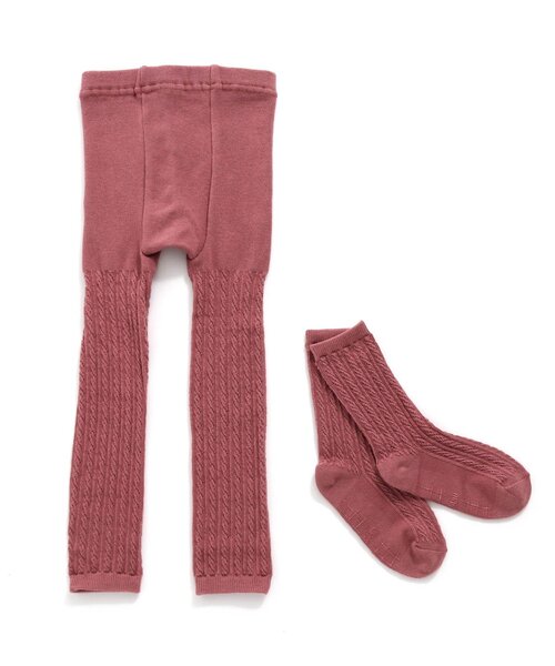 Ampersand（アンパサンド）の「ソックス＆ケーブル編みレギンスセット（レギンス/スパッツ・キッズ・アイボリー/ピンク/ブラウン/チャコール・80/90/100/110/120/140）」の12枚目の写真