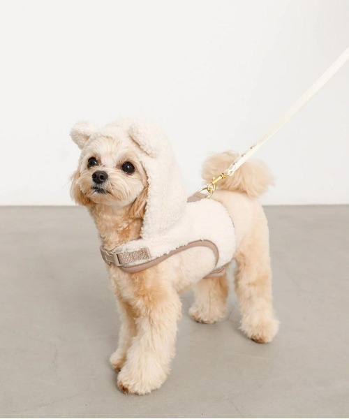moncheri(モンシェリ)の「耳付きフードボアハーネス / 犬服 / ドッグウェア(リード/ハーネス/首輪・レディース・ベージュ/アイボリー・S/M/L/XL)」の11枚目の写真