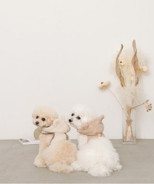 moncheri(モンシェリ)の「耳付きフードボアハーネス / 犬服 / ドッグウェア(リード/ハーネス/首輪・レディース・ベージュ/アイボリー・S/M/L/XL)」の7枚目の写真
