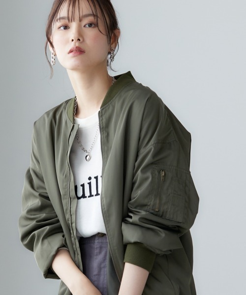 miclat（ミクラ）の「大きいサイズ　MA-1ブルゾン　miclat（MA-1・レディース・カーキ/ブラック・L～LL/3L～4L）」の2枚目の写真