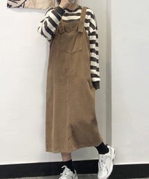 レディース バックスリットコーデュロイジャンパースカート