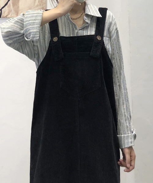 DAY CLOSET（デイ クローゼット）の「レディース バックスリットコーデュロイジャンパースカート（ジャンパースカート・レディース・ブラウン/ブラック・ONE SIZE）」の4枚目の写真