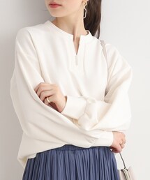 ◆【華やかさをプラスする】パ－ル調ボタン スキッパ－チュニック