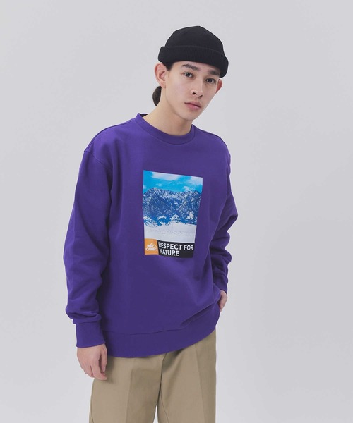 CAMP7（キャンプセブン）の「【CAMP7】フロントロゴクルースウェット（スウェット・メンズ・ベージュ/パープル/ブラック・M/L/S/XL）」の3枚目の写真