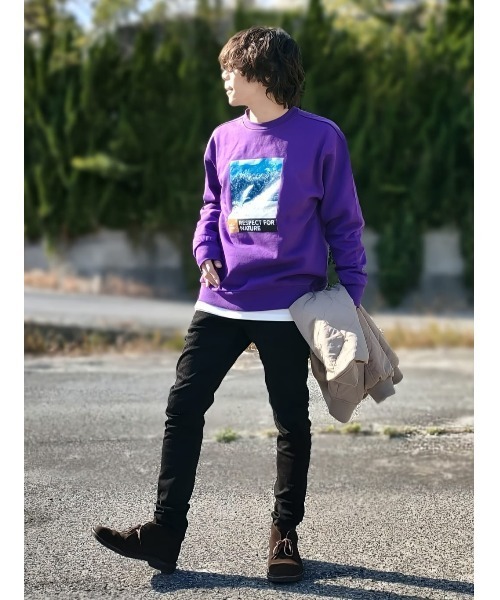 CAMP7（キャンプセブン）の「【CAMP7】フロントロゴクルースウェット（スウェット・メンズ・ベージュ/パープル/ブラック・M/L/S/XL）」の19枚目の写真