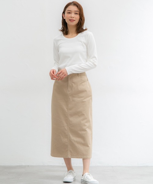 Honeys（ハニーズ）の「オーガニックＵネックＴシャツ（Tシャツ/カットソー・レディース・ブラック/ネイビー/オフホワイト/ベージュ×ブラック/ホワイト×ブラック・LL/L/M）」の22枚目の写真