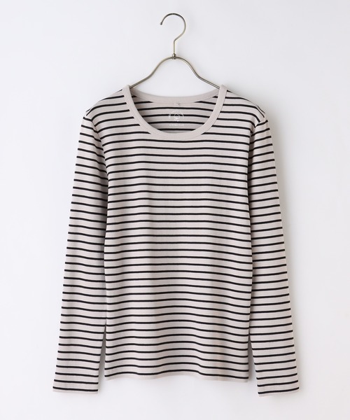 Honeys（ハニーズ）の「オーガニックＵネックＴシャツ（Tシャツ/カットソー・レディース・ブラック/ネイビー/オフホワイト/ベージュ×ブラック/ホワイト×ブラック・LL/L/M）」の8枚目の写真