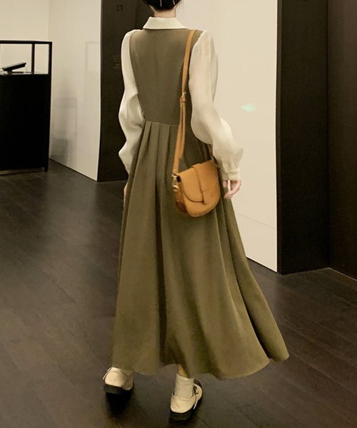 Amulet（アミュレット）の「襟付きドッキングワンピース（ワンピース・レディース・カーキ/ネイビー・M/L/XL）」の7枚目の写真