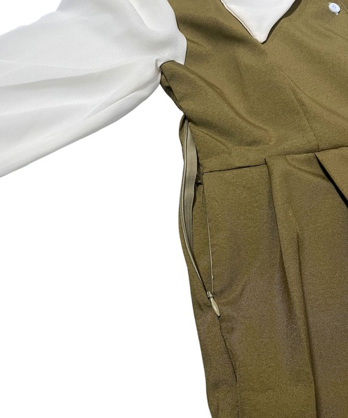 Amulet（アミュレット）の「襟付きドッキングワンピース（ワンピース・レディース・カーキ/ネイビー・M/L/XL）」の11枚目の写真