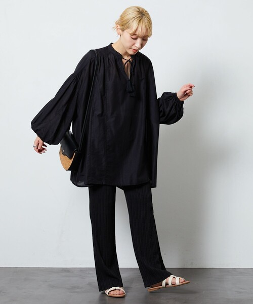 FREAK'S STORE（フリークスストア）の「【限定展開】 インド ボイル スキッパー ブラウス（シャツ/ブラウス・レディース・ブラック/オフホワイト/ブルー/ベージュ/グリーン/コーラルピンク・ﾌﾘ-）」の11枚目の写真