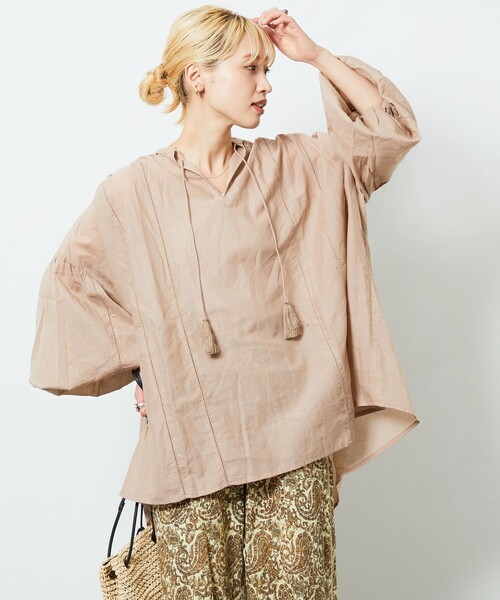 FREAK'S STORE（フリークスストア）の「【限定展開】 インド ボイル スキッパー ブラウス（シャツ/ブラウス・レディース・ブラック/オフホワイト/ブルー/ベージュ/グリーン/コーラルピンク・ﾌﾘ-）」の13枚目の写真