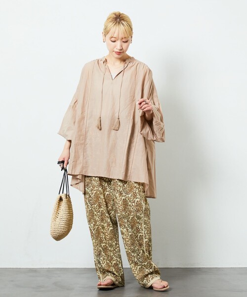 FREAK'S STORE（フリークスストア）の「【限定展開】 インド ボイル スキッパー ブラウス（シャツ/ブラウス・レディース・ブラック/オフホワイト/ブルー/ベージュ/グリーン/コーラルピンク・ﾌﾘ-）」の14枚目の写真
