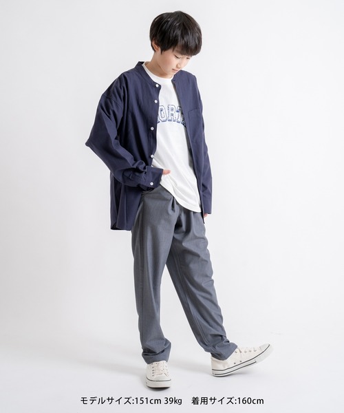 GLAZOS（グラソス）の「オックス・バンドカラー長袖シャツ（シャツ/ブラウス・キッズ・ホワイト/ネイビー/ライトブルー・160cm/170cm/150cm/140cm）」の6枚目の写真