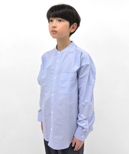GLAZOS（グラソス）の「オックス・バンドカラー長袖シャツ（シャツ/ブラウス・キッズ・ホワイト/ネイビー/ライトブルー・160cm/170cm/150cm/140cm）」の11枚目の写真