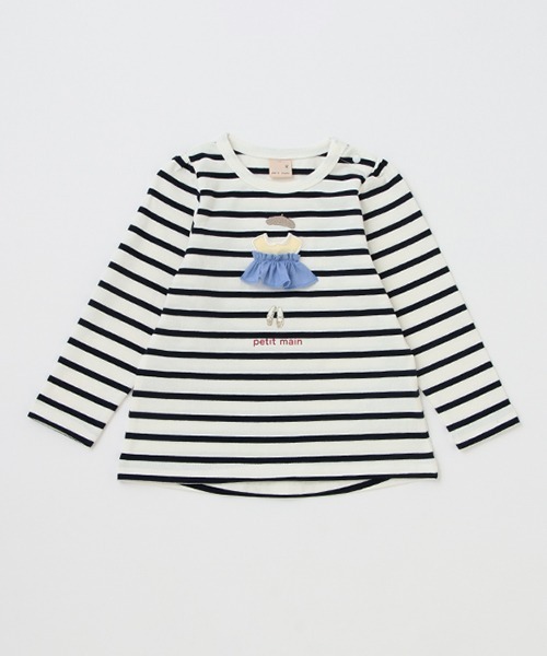 petit main（プティマイン）の「ドレスアップドール長袖Tシャツ（Tシャツ/カットソー・キッズ・ライトピンク/オフホワイト/ネイビー・100cm/120cm/110cm/130cm/90cm/80ｃｍ）」の3枚目の写真