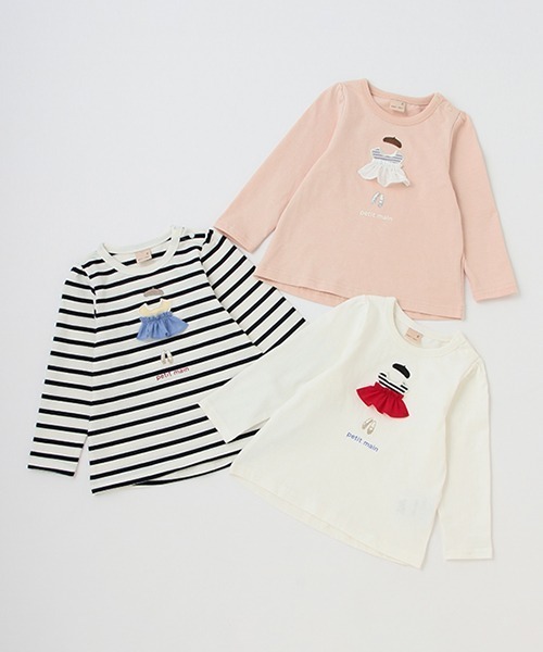 petit main（プティマイン）の「ドレスアップドール長袖Tシャツ（Tシャツ/カットソー・キッズ・ライトピンク/オフホワイト/ネイビー・100cm/120cm/110cm/130cm/90cm/80ｃｍ）」の11枚目の写真