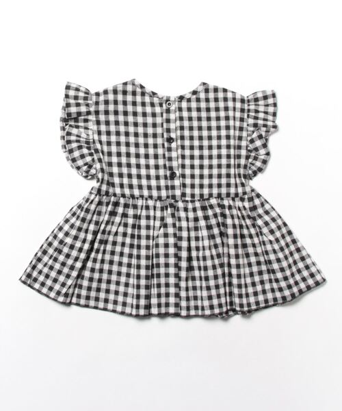 coca（coca）（コカ）の「キッズ ギンガムチェックスクエアネックブラウス（シャツ/ブラウス・キッズ・ブラック・100/110/120/130/140）」の2枚目の写真