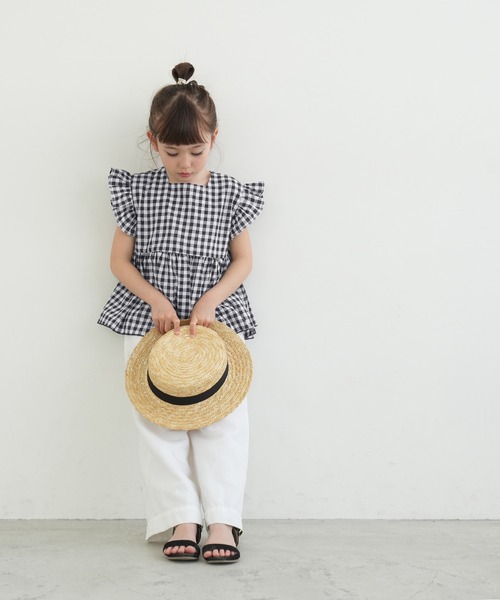 coca（coca）（コカ）の「キッズ ギンガムチェックスクエアネックブラウス（シャツ/ブラウス・キッズ・ブラック・100/110/120/130/140）」の8枚目の写真