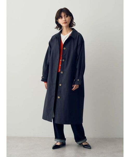 YECCA VECCA（イェッカヴェッカ）の「袖タックデザインステンカラーコート（ステンカラーコート・レディース・ベージュ/ネイビー・FREE）」の4枚目の写真