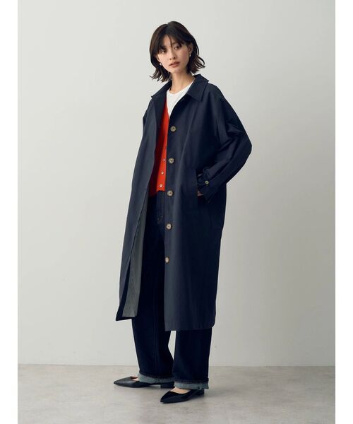 YECCA VECCA（イェッカヴェッカ）の「袖タックデザインステンカラーコート（ステンカラーコート・レディース・ベージュ/ネイビー・FREE）」の5枚目の写真