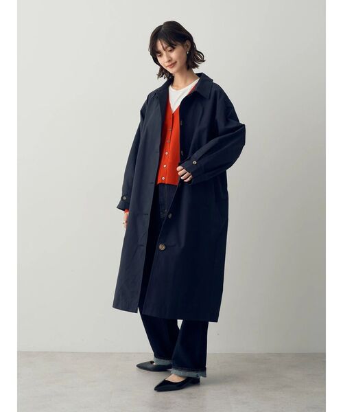 YECCA VECCA（イェッカヴェッカ）の「袖タックデザインステンカラーコート（ステンカラーコート・レディース・ベージュ/ネイビー・FREE）」の6枚目の写真