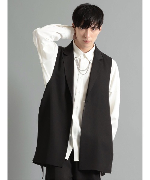 semantic design（セマンティックデザイン）の「セマンティックデザイン サイドベルト テーラーベスト(セットアップ可能)（ベスト・メンズ・ベージュ/ブラック・LARGE/MEDIUM）」の2枚目の写真