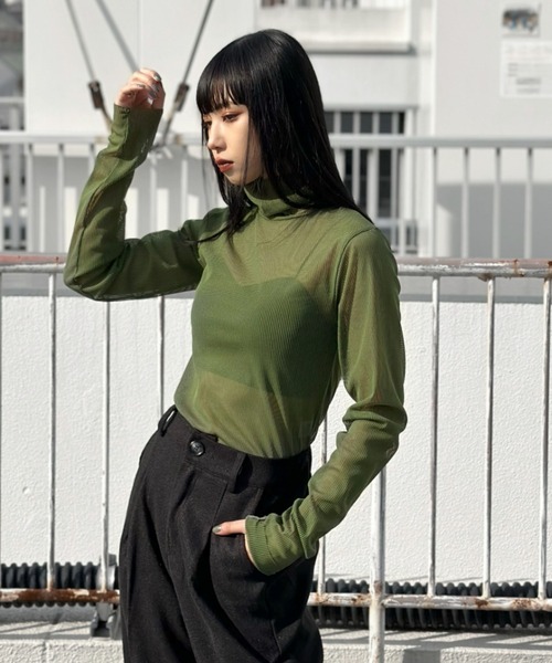 LVEU.（ラブユ.）の「【LVEU.】ストライプシースルーハイネック