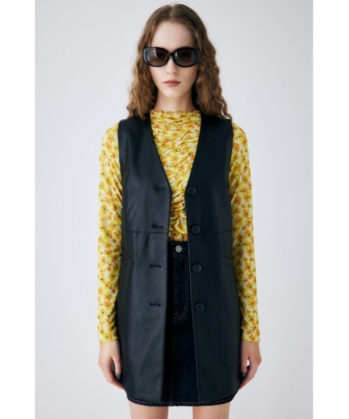 MOUSSY（マウジー）の「BUTTON FRONT F/L ベスト（ベスト・レディース・ブラック/ライトベージュ・FREE）」の4枚目の写真