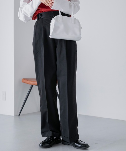 ハイウエスト 2タック ロールアップグルカパンツ（チノパンツ