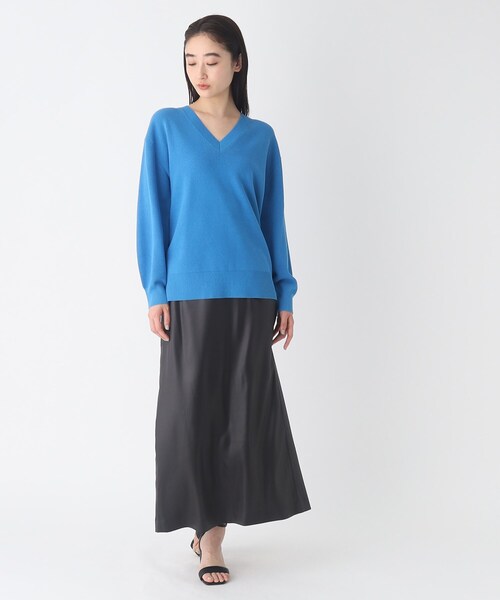 OPAQUE.CLIP（オペークドットクリップ）の「◆シルキーレザーライク サテンスカート【洗濯機洗い可】（スカート・レディース・グレー系その他/サンドベージュ・36/38/40）」の7枚目の写真