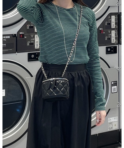 LE MORE（リモア）の「キルティングチェーンミニバッグ（ショルダーバッグ・レディース・ブルー/アイボリー/ブラック/パープル・FREE）」の7枚目の写真