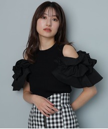 Rirandture❤︎2WAY衿付リブニット セール】【2023SS】ラメ肩開きリブニット（ニット/セーター