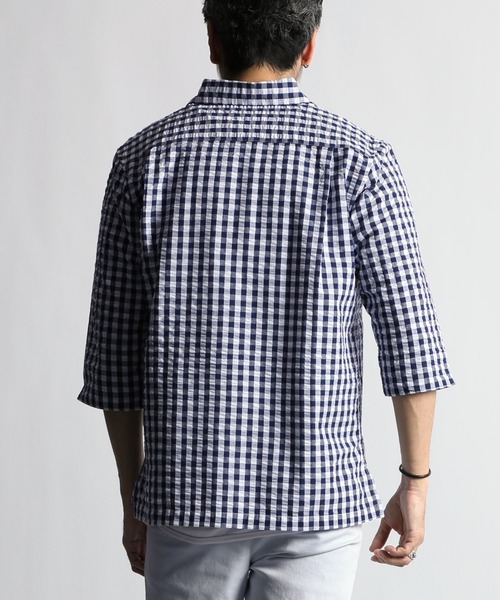 sheer check skipper shirt hholc navy 新品 sheer check skipper shirt – hholic