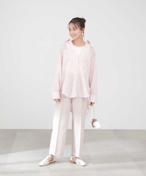 N.(N. Natural Beauty Basic)(エヌエヌナチュラルビューティーベーシック)の「【S Size Line】ドライタッチストレートパンツ(その他パンツ・レディース・ベージュ/ネイビー・MEDIUM/SMALL)」の22枚目の写真