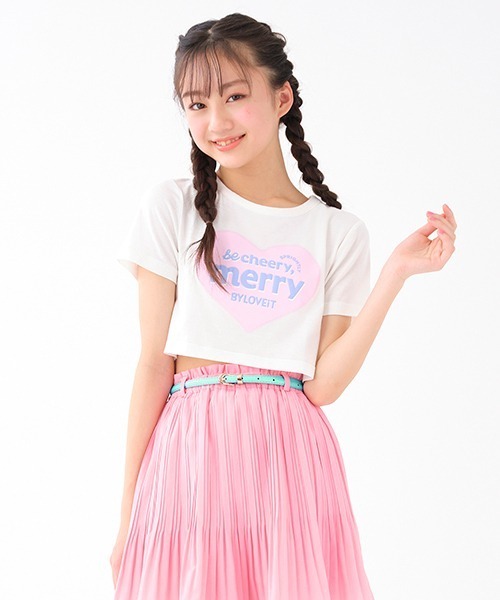 by LOVEiT(バイラビット)の「ハートチビT(Tシャツ/カットソー・キッズ・オフホワイト/ライム/ラベンダー/オレンジ・150cm/120cm/140cm/160cm/130cm)」の2枚目の写真