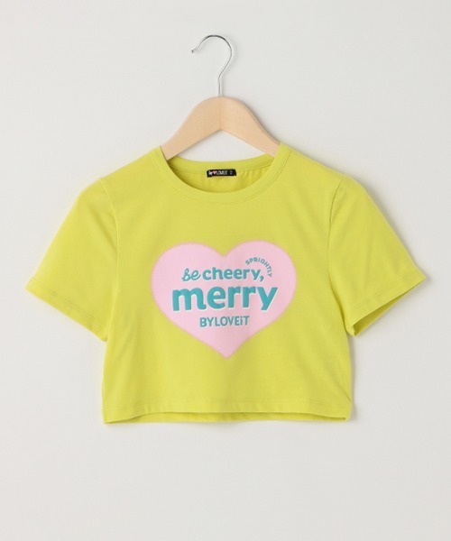 by LOVEiT(バイラビット)の「ハートチビT(Tシャツ/カットソー・キッズ・オフホワイト/ライム/ラベンダー/オレンジ・150cm/120cm/140cm/160cm/130cm)」の1枚目の写真