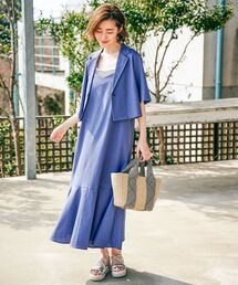 ◆簡単に洒落見えスタイルが叶う!ボレロジャケット×キャミワンピースセット